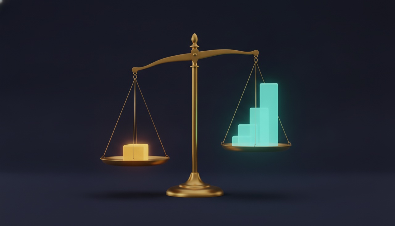 A balance scale beside four stacked tiers of blocks of increasing height, representing the federal damage caps by employer size